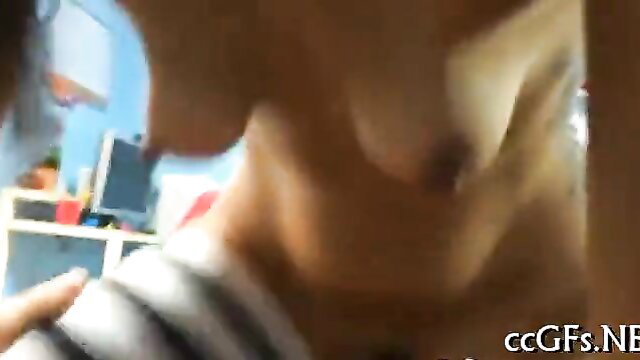 Hot teen with big tits bent over for rear fuck