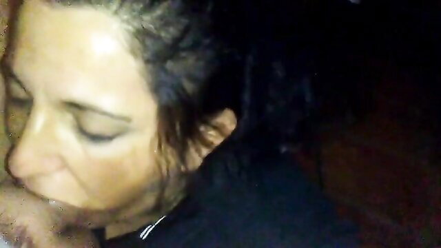 Amateur brunette Erica sucking cock closeup POV blowjob