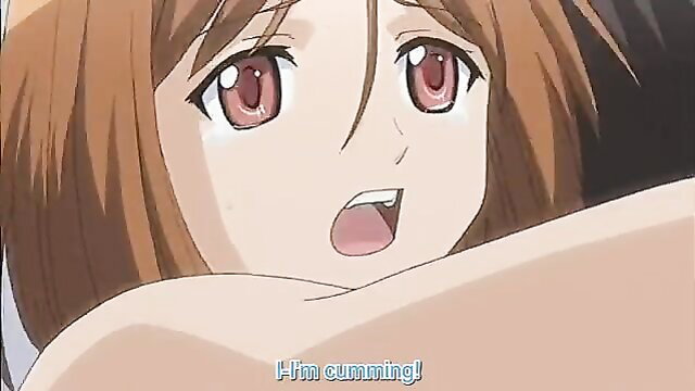 Anime JAV girl with red eyes cumming face closeup, open mouth ecstasy