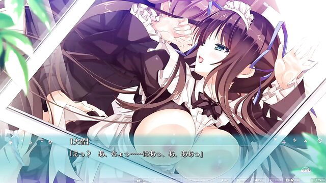 Tatebayashi Tateha in maid lingerie, smiling playfully with hands on chest