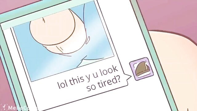 Anime girl shows huge pale ass in mirror selfie on phone chat