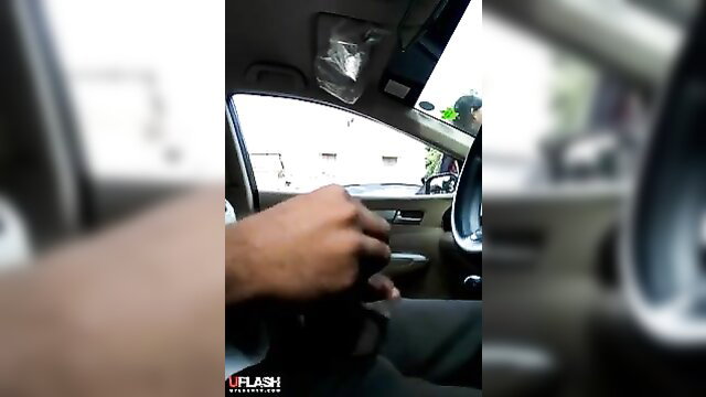 Girl smiles at camera flash in car POV amateur tease