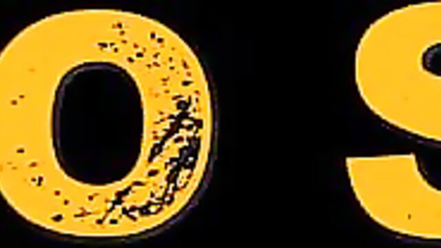 Yellow 'OS' letters on black, gritty BioShock slut gag porn thumbnail