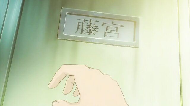 Princess 69 hand reaching for rhythmic gymnastics door sign, JAV anime style