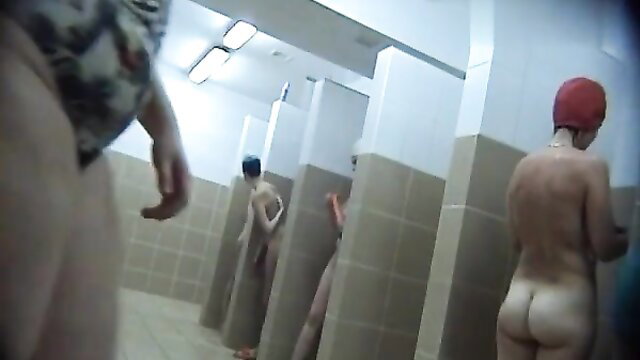 Hidden cam captures nude Asian women showering in public pool