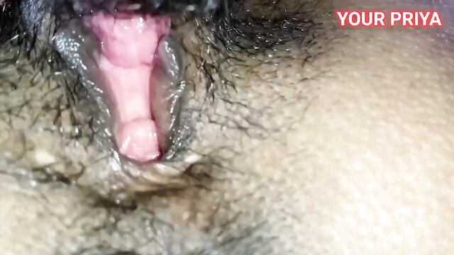 YourPriya's hairy wet pussy close-up in Devar horny fuck video