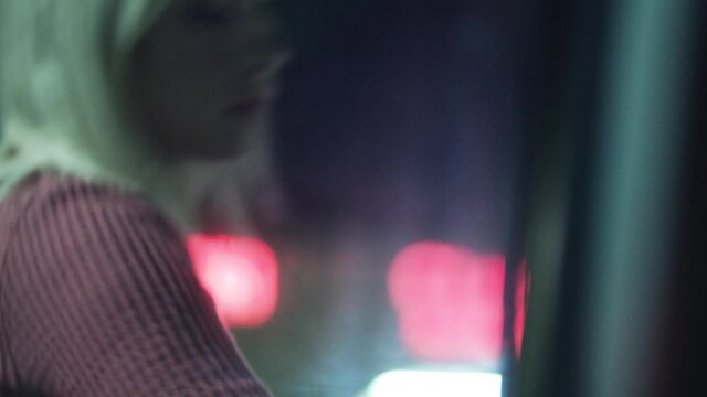 Khloe Kapri blonde in tight pink sweater, seductive closeup gaze