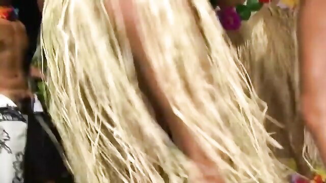 Aline Moraes in grass skirt at Brazilian Fuck Party