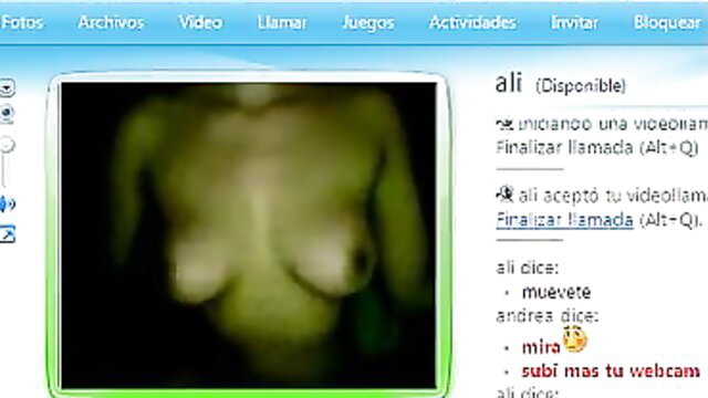 Blurry teen girl nude on webcam showing tits closeup