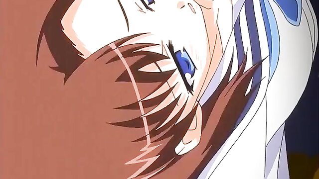 Anime JK girl closeup crying blue eyes blush in ero JAV scene