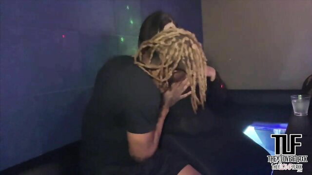 BBW Suzy fucked from behind in karaoke bar by dreadhead guy