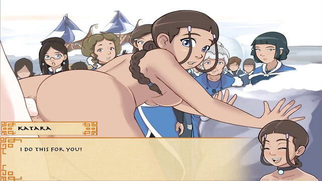Katara nude bending over big ass in Four Elements Trainer hentai scene