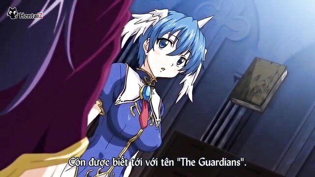 Blue-haired voluptuous hentai angel teen in sexy dress from Guardians