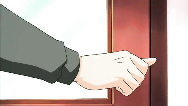 Anime hand pointing at door in Gibo No Toiki hentai