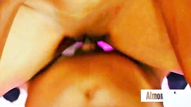 Almondbabes verification closeup of shaved pussy lips spread wide open