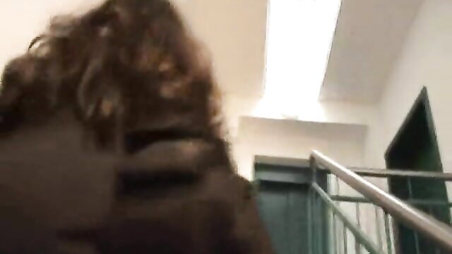 Amateur brunette POV staircase fuck, she rings and fuck part 1