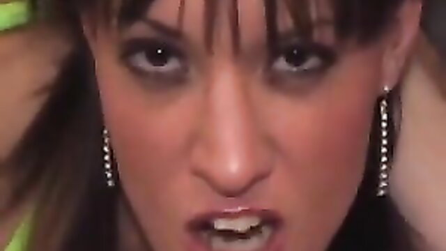 Closeup of intense brunette amateur babe Nikki S7 yelling passionately