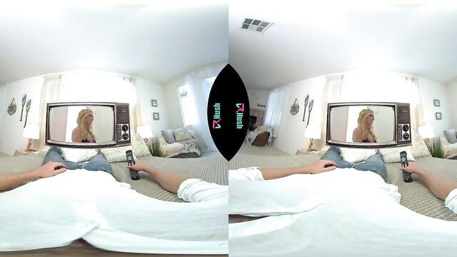 Elizabeth Jolie & busty stepmom Briana Banks VR POV fuck on couch