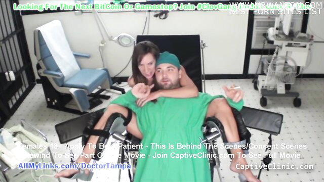 Alora Donna strapped in Captive Clinic chair for late night release