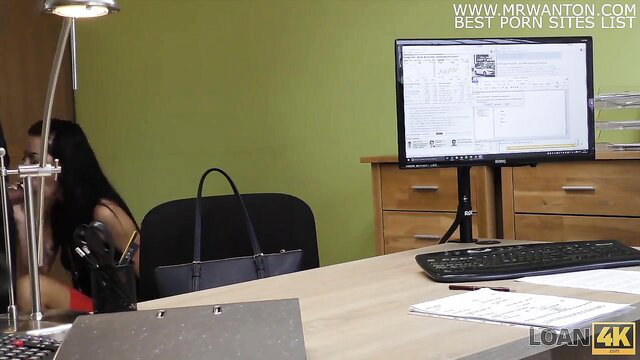 Cute Russian girl rides loan agent cock in office - Loan4K