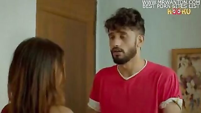 Curly-haired Indian guy in red tee chats intimately with long-haired beauty in Jane Anjane Mein 3