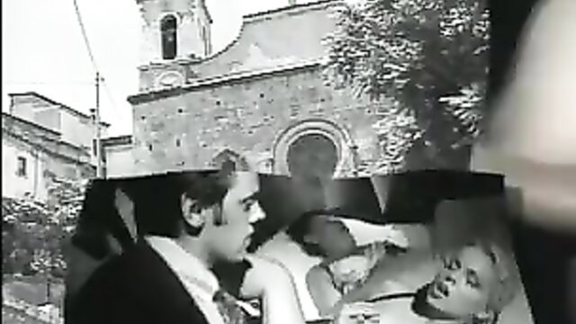 Il Confessionale 1998: man in suit gropes blonde woman by church