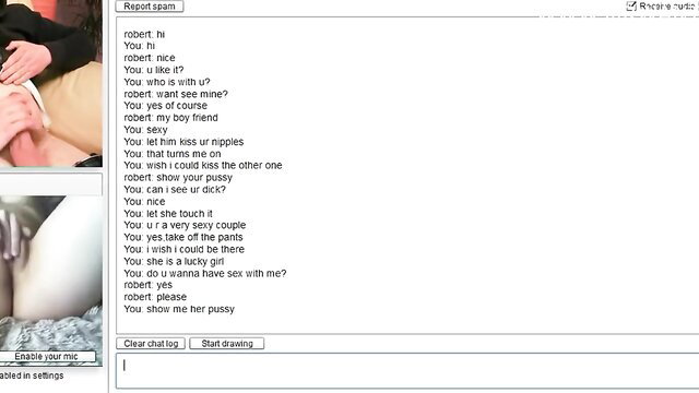 Hot Russian couple Omegle chat flashing tits pussy amateur fun