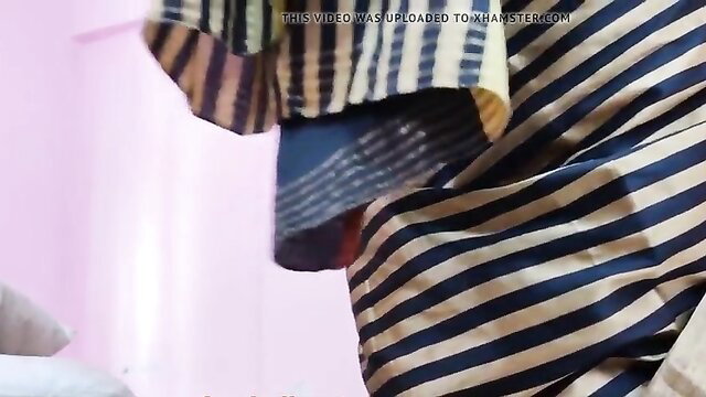 Indian randi in striped saree exposing curves, hired by friend Rudra