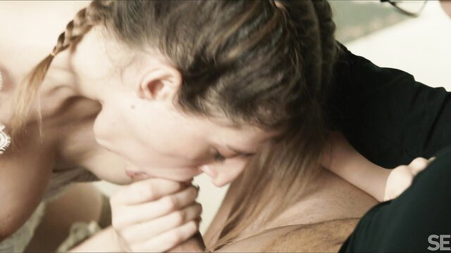 Fanta Sie passionately kissing Dave Candle neck in steamy Russian sex
