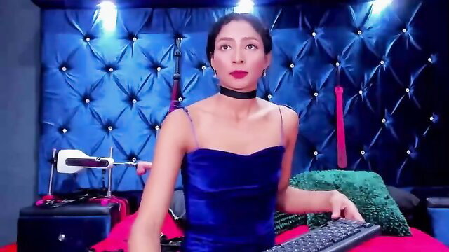 SheylaPrati in sexy blue dress JOI webcam with fetish toys