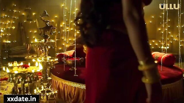 Yorgelis Carrillo in red saree at desi romantic setup