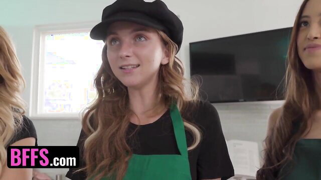 Macy Meadows, Destiny Cruz, Alexia Anders in BFFS threesome kitchen tease