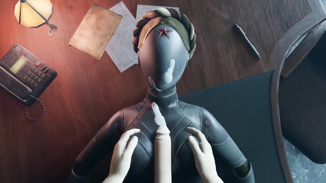 Latex robot ballerina titfucked POV with facial cumshot