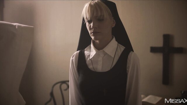 Blonde Kenna James as sexy nun in tight habit, Under The Veil