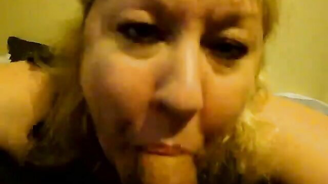 Plump blonde wife gives mind-blowing POV blowjob after work