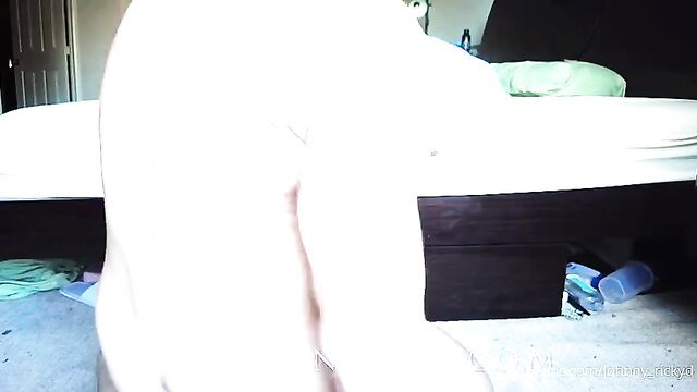 Hot black dude pounds white girl's big ass doggystyle in bed