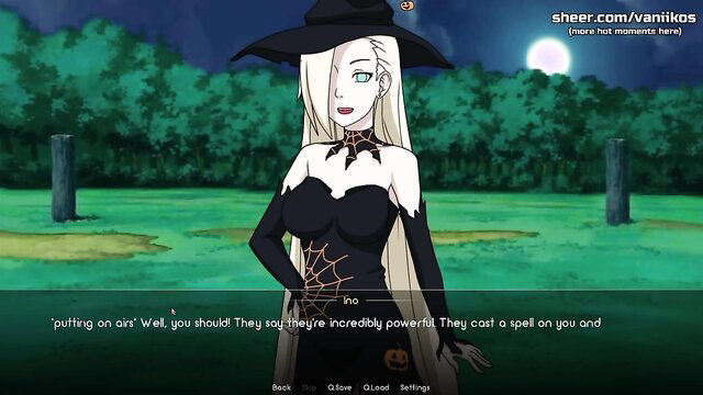 Ino Yamanaka in witch costume, seductive pose from Naruto Kunoichi Trainer