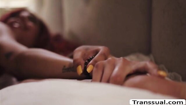 Camnair's tattooed hands grip sheets as black BF drills her wet ass