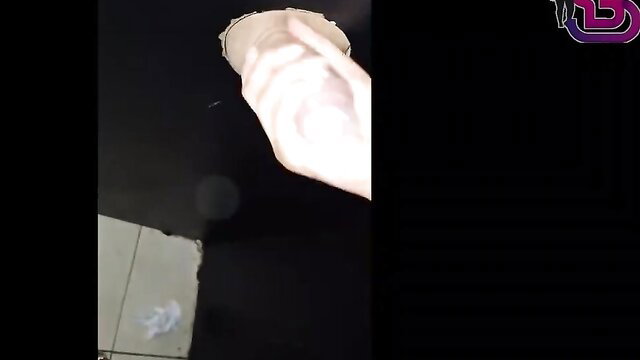 Husband watches wife handjob big dick bull hole in wall