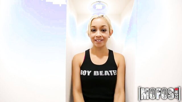 Ivy Stone in black Boy Beater tank top, smiling in Mofos Don't Break Me