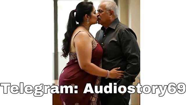 Indian busty MILF in red saree passionately kisses older teacher