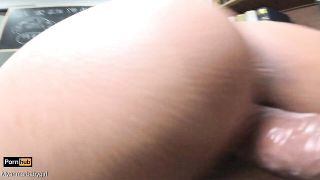 Mg Mg Zaw's love teacher big Asian ass closeup toy dildo insertion