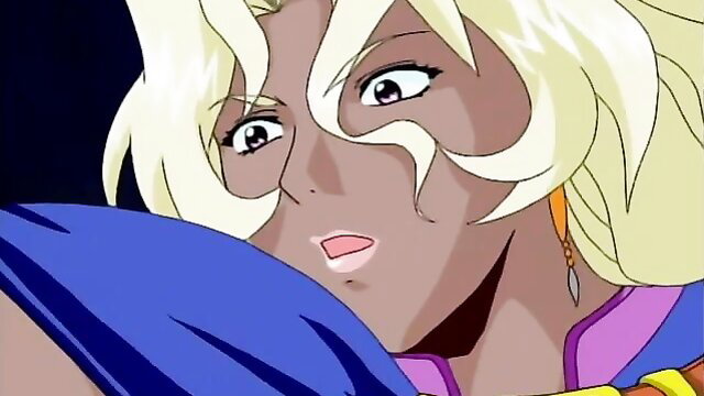 Blonde anime warrior girl tied up, horse man licks her pussy closeup