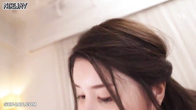 Closeup of sexy Japanese Nagi's alluring eyes and glossy lips in JAV sone096