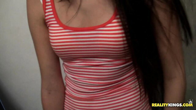 Petite Alexis Venton in tight striped tank top, Reality Kings