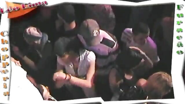 Hot babe RJ in crowded choppers party with Asian crowd groping