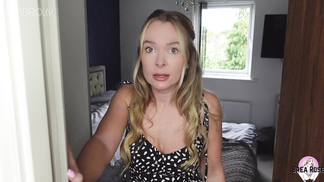 Brea Rose as shocked mom resisting son in polka dot dress