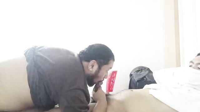 Maka Dila sucking hard cock in intense gay blowjob closeup