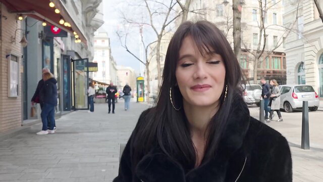 Tina 33 medical secretary in fur coat on street Villefranche