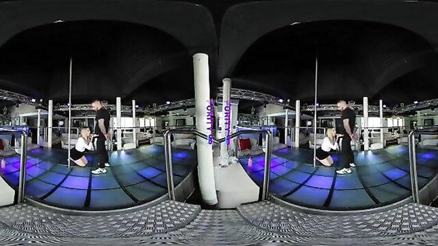 Rebecca Volpetti stripper audition VR on pole, squatting sexy